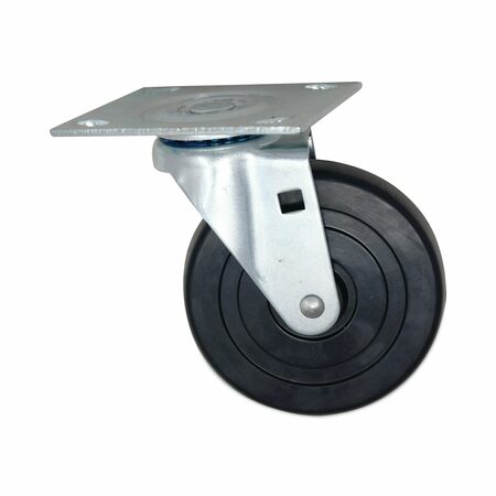 Rubbermaid Commercial Replacement Plate Casters, Rigid Mount Plate, 5 in. Rubber Wheel, Black FG4402L10000